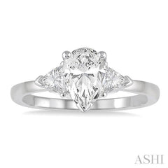 3/4 Ctw Pear and Triangle Cut Diamond Ladies Engagement Ring with 1/2 Ct Pear Cut Center Stone in 14K White Gold 3/4 Ctw Pear and Triangle Cut Diamond Ladies Engagement Ring with 1/2 Ct Pear Cut Center Stone in 14K White Gold