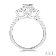 3/4 Ctw Pear and Triangle Cut Diamond Ladies Engagement Ring with 1/2 Ct Pear Cut Center Stone in 14K White Gold 3/4 Ctw Pear and Triangle Cut Diamond Ladies Engagement Ring with 1/2 Ct Pear Cut Center Stone in 14K White Gold
