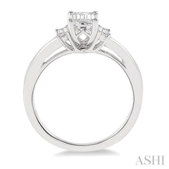 5/8 Ctw Emerald and Baguette Diamond Engagement Ring with 1/2 Ct Emerald cut Center Stone in 14K White Gold 5/8 Ctw Emerald and Baguette Diamond Engagement Ring with 1/2 Ct Emerald cut Center Stone in 14K White Gold