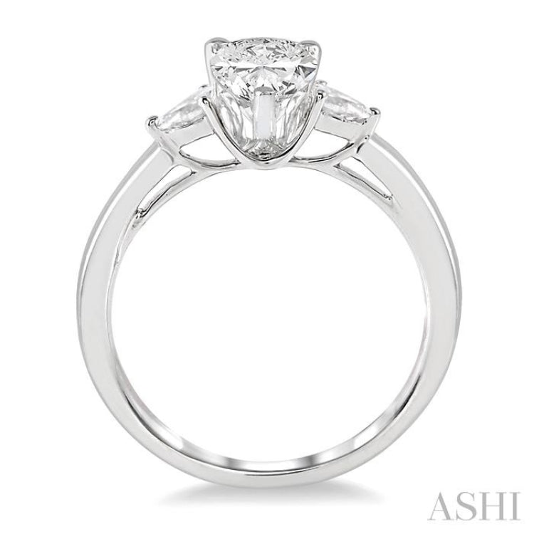 3/4 Ctw Pear Cut Diamond Ladies Engagement Ring With 1/2 Ct Pear Cut Center Stone in 14K White Gold 3/4 Ctw Pear Cut Diamond Ladies Engagement Ring With 1/2 Ct Pear Cut Center Stone in 14K White Gold