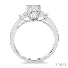 3/4 Ctw Pear Cut Diamond Ladies Engagement Ring With 1/2 Ct Pear Cut Center Stone in 14K White Gold 3/4 Ctw Pear Cut Diamond Ladies Engagement Ring With 1/2 Ct Pear Cut Center Stone in 14K White Gold