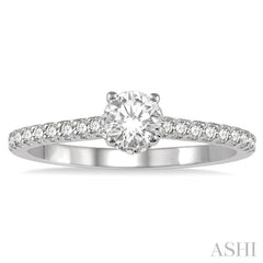 1/2 Ctw Diamond Engagement Ring With 1/4 Ct Round Cut Diamond Center Stone in 14K White Gold 1/2 Ctw Diamond Engagement Ring With 1/4 Ct Round Cut Diamond Center Stone in 14K White Gold