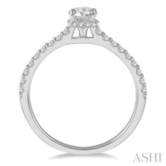 1/2 Ctw Diamond Engagement Ring With 1/4 Ct Round Cut Diamond Center Stone in 14K White Gold 1/2 Ctw Diamond Engagement Ring With 1/4 Ct Round Cut Diamond Center Stone in 14K White Gold