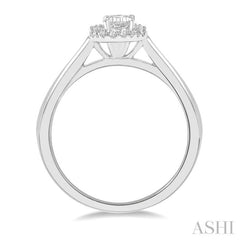 1/3 Ctw Round Cut Diamond Engagement Ring With 1/4 Ct Emerald Cut Center Stone in 14K White Gold 1/3 Ctw Round Cut Diamond Engagement Ring With 1/4 Ct Emerald Cut Center Stone in 14K White Gold
