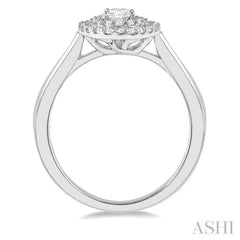 3/4 Ctw Round & Oval Cut Diamond Ladies Engagement Ring with 1/2 Ctw Oval Cut Center Stone in 14K White Gold 3/4 Ctw Round & Oval Cut Diamond Ladies Engagement Ring with 1/2 Ctw Oval Cut Center Stone in 14K White Gold