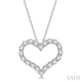 1 1/2 Ctw Heart Shape Round Cut Diamond Pendant With Chain in 14K White Gold