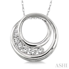 1/4 Ctw Diamond Journey Circle Pendant in 14K White Gold with Chain 1/4 Ctw Diamond Journey Circle Pendant in 14K White Gold with Chain