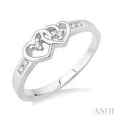 1/10 Ctw Round Cut Diamond Twin Heart Ring in Sterling Silver