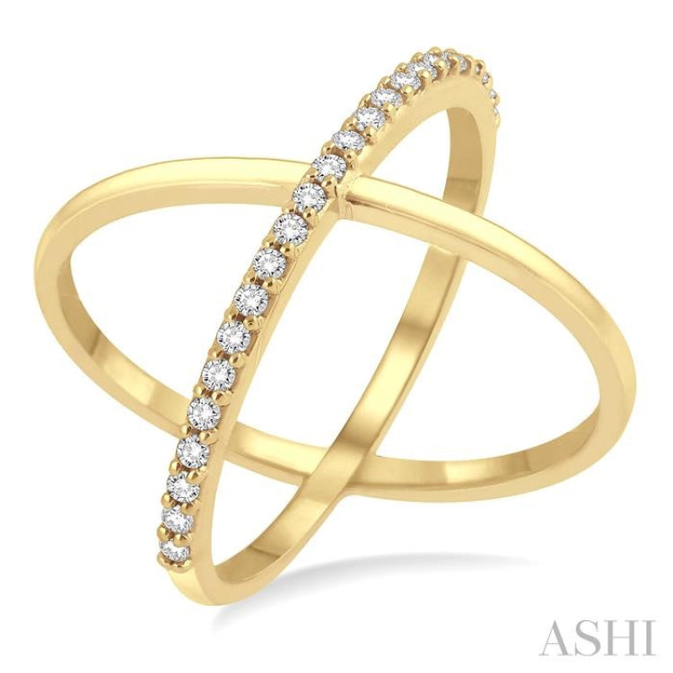 1/4 Ctw Round Cut Diamond 'X' Ring in 14K Yellow Gold 1/4 Ctw Round Cut Diamond 'X' Ring in 14K Yellow Gold