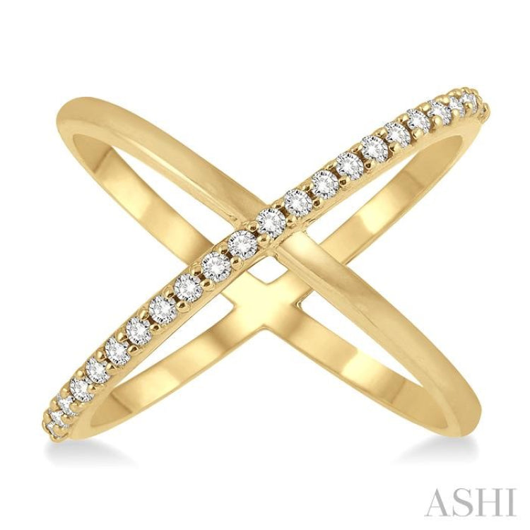 1/4 Ctw Round Cut Diamond 'X' Ring in 14K Yellow Gold 1/4 Ctw Round Cut Diamond 'X' Ring in 14K Yellow Gold
