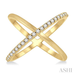 1/4 Ctw Round Cut Diamond 'X' Ring in 14K Yellow Gold 1/4 Ctw Round Cut Diamond 'X' Ring in 14K Yellow Gold