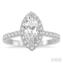 3/4 Ctw Diamond Engagement Ring with 1/2 Ct Marquise Cut Center Stone in 14K White Gold 3/4 Ctw Diamond Engagement Ring with 1/2 Ct Marquise Cut Center Stone in 14K White Gold