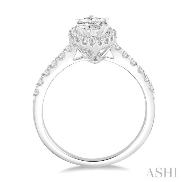 3/4 Ctw Diamond Engagement Ring with 1/2 Ct Marquise Cut Center Stone in 14K White Gold 3/4 Ctw Diamond Engagement Ring with 1/2 Ct Marquise Cut Center Stone in 14K White Gold