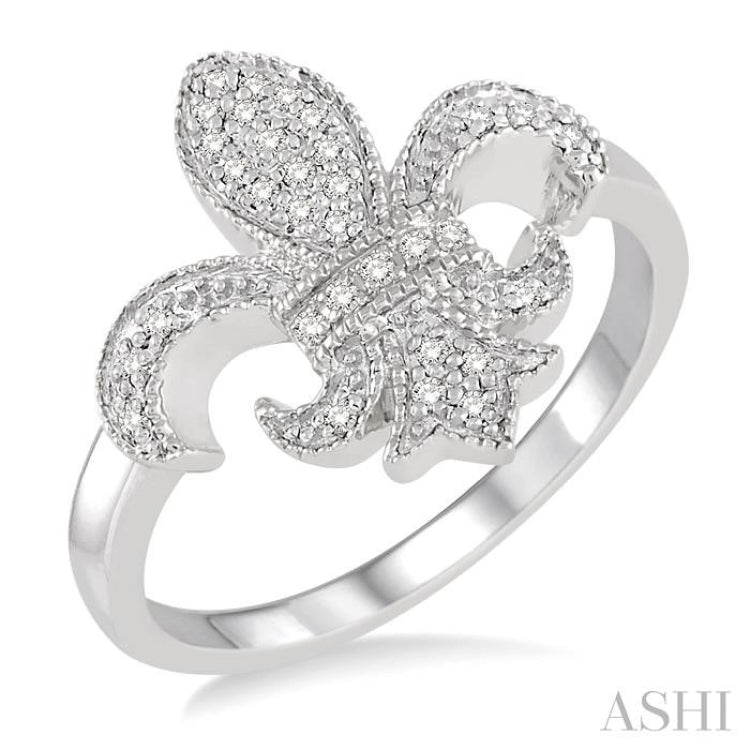 1/6 Ctw Round Cut Diamond Fleur De Lis Ring in 10K White Gold 1/6 Ctw Round Cut Diamond Fleur De Lis Ring in 10K White Gold