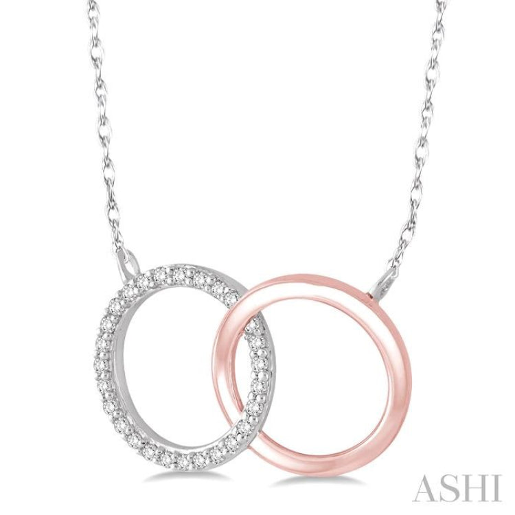 1/6 Ctw Round Cut Diamond Circle n Circle Pendant in 14K White and Rose Gold with Chain 1/6 Ctw Round Cut Diamond Circle n Circle Pendant in 14K White and Rose Gold with Chain