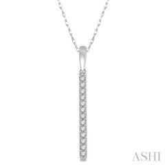 1/10 Ctw Straight Bar Round Cut Diamond Petite Pendant With Chain in 10K White Gold 1/10 Ctw Straight Bar Round Cut Diamond Petite Pendant With Chain in 10K White Gold
