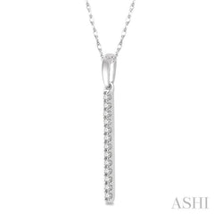 1/10 Ctw Straight Bar Round Cut Diamond Petite Pendant With Chain in 10K White Gold 1/10 Ctw Straight Bar Round Cut Diamond Petite Pendant With Chain in 10K White Gold