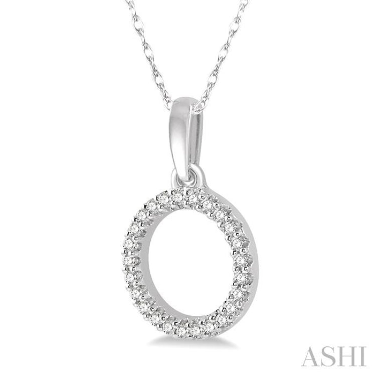 1/10 Ctw Hollow Cut Circle Round Cut Diamond Petite Pendant With Chain in 10K White Gold 1/10 Ctw Hollow Cut Circle Round Cut Diamond Petite Pendant With Chain in 10K White Gold