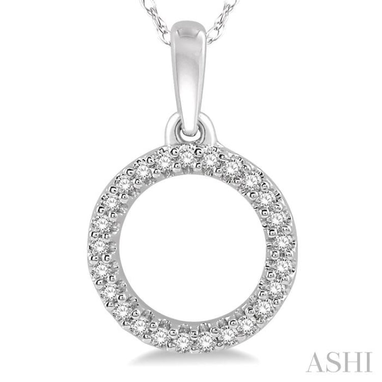 1/10 Ctw Hollow Cut Circle Round Cut Diamond Petite Pendant With Chain in 10K White Gold 1/10 Ctw Hollow Cut Circle Round Cut Diamond Petite Pendant With Chain in 10K White Gold