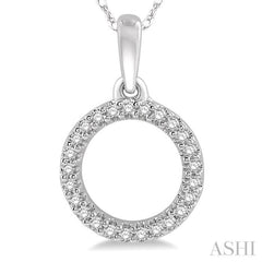 1/10 Ctw Hollow Cut Circle Round Cut Diamond Petite Pendant With Chain in 10K White Gold 1/10 Ctw Hollow Cut Circle Round Cut Diamond Petite Pendant With Chain in 10K White Gold