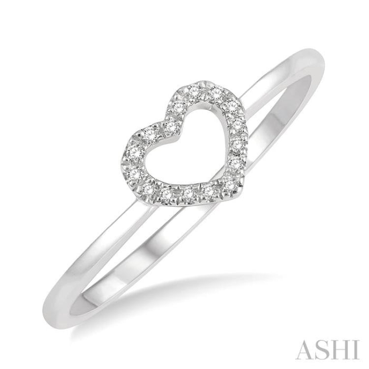 1/20 Ctw Heart Charm Round Cut Diamond Ladies Ring in 10K White Gold 1/20 Ctw Heart Charm Round Cut Diamond Ladies Ring in 10K White Gold