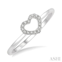 1/20 Ctw Heart Charm Round Cut Diamond Ladies Ring in 10K White Gold 1/20 Ctw Heart Charm Round Cut Diamond Ladies Ring in 10K White Gold