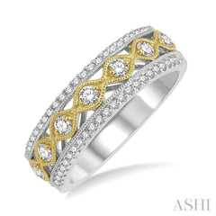 3/8 Ctw Lattice Two Tone Round Cut Diamond Fashion Band in 14K White and Yellow Gold 3/8 Ctw Lattice Two Tone Round Cut Diamond Fashion Band in 14K White and Yellow Gold
