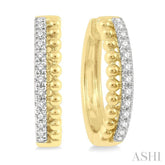 1/4 Ctw Circular Bead & Round Cut Bead Bijoux Diamond Hoop Earring in 14K Yellow Gold