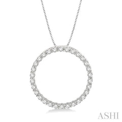 1 Ctw Round Cut Diamond Circle of Love Pendant with Chain in 14K White Gold 1 Ctw Round Cut Diamond Circle of Love Pendant with Chain in 14K White Gold