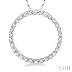 1 Ctw Round Cut Diamond Circle of Love Pendant with Chain in 14K White Gold 1 Ctw Round Cut Diamond Circle of Love Pendant with Chain in 14K White Gold