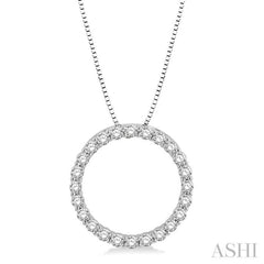 1/2 Ctw Circle of Love Round Cut Diamond Pendant With Chain in 14K White Gold 1/2 Ctw Circle of Love Round Cut Diamond Pendant With Chain in 14K White Gold