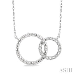 1/10 Ctw Interlocking Twin Circles Single Cut Diamond Pendant With Chain in 10K White Gold 1/10 Ctw Interlocking Twin Circles Single Cut Diamond Pendant With Chain in 10K White Gold