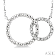 1/10 Ctw Interlocking Twin Circles Single Cut Diamond Pendant With Chain in 10K White Gold 1/10 Ctw Interlocking Twin Circles Single Cut Diamond Pendant With Chain in 10K White Gold