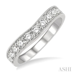 3/4 Ctw Arched Round Cut Diamond Wedding Band in 14K White Gold 3/4 Ctw Arched Round Cut Diamond Wedding Band in 14K White Gold