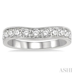 3/4 Ctw Arched Round Cut Diamond Wedding Band in 14K White Gold 3/4 Ctw Arched Round Cut Diamond Wedding Band in 14K White Gold