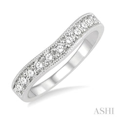 1/2 Ctw Arched Round Cut Diamond Wedding Band in 14K White Gold 1/2 Ctw Arched Round Cut Diamond Wedding Band in 14K White Gold