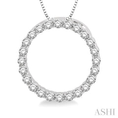 1/4 Ctw Circle of Love Round Cut Diamond Pendant With Chain in 14K White Gold 1/4 Ctw Circle of Love Round Cut Diamond Pendant With Chain in 14K White Gold