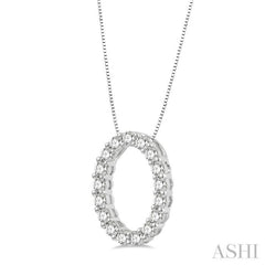 1/4 Ctw Oval Shape Window Round Cut Diamond Pendant With Chain in 14K White Gold 1/4 Ctw Oval Shape Window Round Cut Diamond Pendant With Chain in 14K White Gold