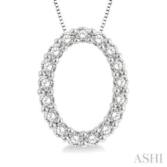 1/4 Ctw Oval Shape Window Round Cut Diamond Pendant With Chain in 14K White Gold 1/4 Ctw Oval Shape Window Round Cut Diamond Pendant With Chain in 14K White Gold
