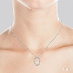 1/4 Ctw Oval Shape Window Round Cut Diamond Pendant With Chain in 14K White Gold 1/4 Ctw Oval Shape Window Round Cut Diamond Pendant With Chain in 14K White Gold