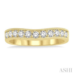 1/2 Ctw Arched Round Cut Diamond Wedding Band in 14K Yellow Gold 1/2 Ctw Arched Round Cut Diamond Wedding Band in 14K Yellow Gold