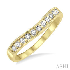 1/4 Ctw Curved Center Milgrain Border Round Cut Diamond Wedding Band in 14K Yellow Gold 1/4 Ctw Curved Center Milgrain Border Round Cut Diamond Wedding Band in 14K Yellow Gold