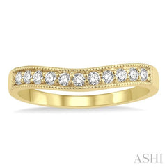 1/4 Ctw Curved Center Milgrain Border Round Cut Diamond Wedding Band in 14K Yellow Gold 1/4 Ctw Curved Center Milgrain Border Round Cut Diamond Wedding Band in 14K Yellow Gold