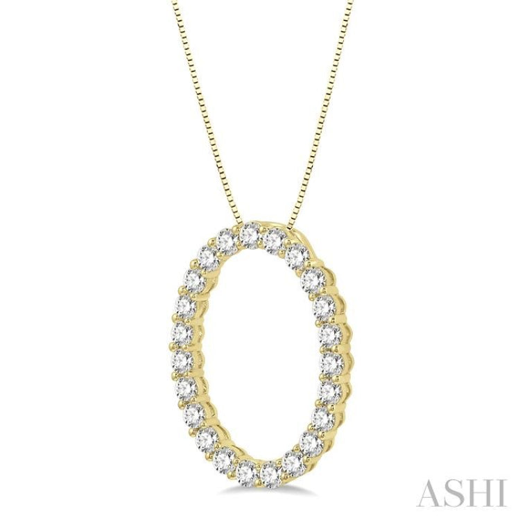 1 Ctw Oval Shape Window Round Cut Diamond Pendant With Chain in 14K Yellow Gold 1 Ctw Oval Shape Window Round Cut Diamond Pendant With Chain in 14K Yellow Gold