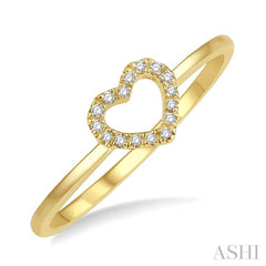 1/20 Ctw Heart Charm Round Cut Diamond Ladies Ring in 10K Yellow Gold 1/20 Ctw Heart Charm Round Cut Diamond Ladies Ring in 10K Yellow Gold