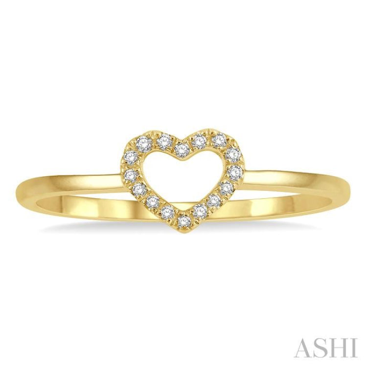 1/20 Ctw Heart Charm Round Cut Diamond Ladies Ring in 10K Yellow Gold 1/20 Ctw Heart Charm Round Cut Diamond Ladies Ring in 10K Yellow Gold