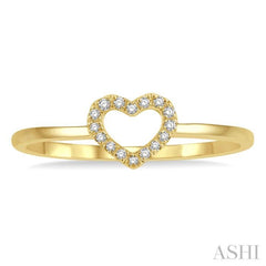 1/20 Ctw Heart Charm Round Cut Diamond Ladies Ring in 10K Yellow Gold 1/20 Ctw Heart Charm Round Cut Diamond Ladies Ring in 10K Yellow Gold