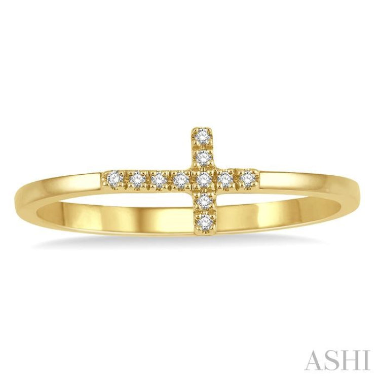 1/20 Ctw Cross Charm Round Cut Diamond Ladies Ring in 10K Yellow Gold 1/20 Ctw Cross Charm Round Cut Diamond Ladies Ring in 10K Yellow Gold