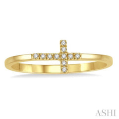 1/20 Ctw Cross Charm Round Cut Diamond Ladies Ring in 10K Yellow Gold 1/20 Ctw Cross Charm Round Cut Diamond Ladies Ring in 10K Yellow Gold