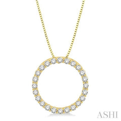 1/2 Ctw Circle of Love Round Cut Diamond Pendant With Chain in 14K Yellow Gold 1/2 Ctw Circle of Love Round Cut Diamond Pendant With Chain in 14K Yellow Gold